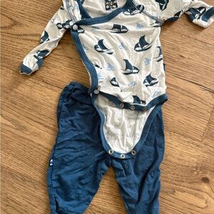 Kickee Pants Navy & White Sailboat Footed One-Piece